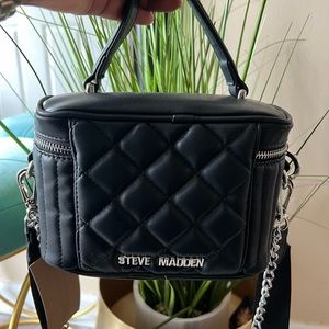 Steve Madden BVanity Quilted Black Crossbody Bag